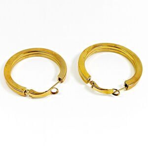 Gold Tone Metal English Lock Fashion Earrings Hoop Lightweight 1.5" x 2/10"  NWT